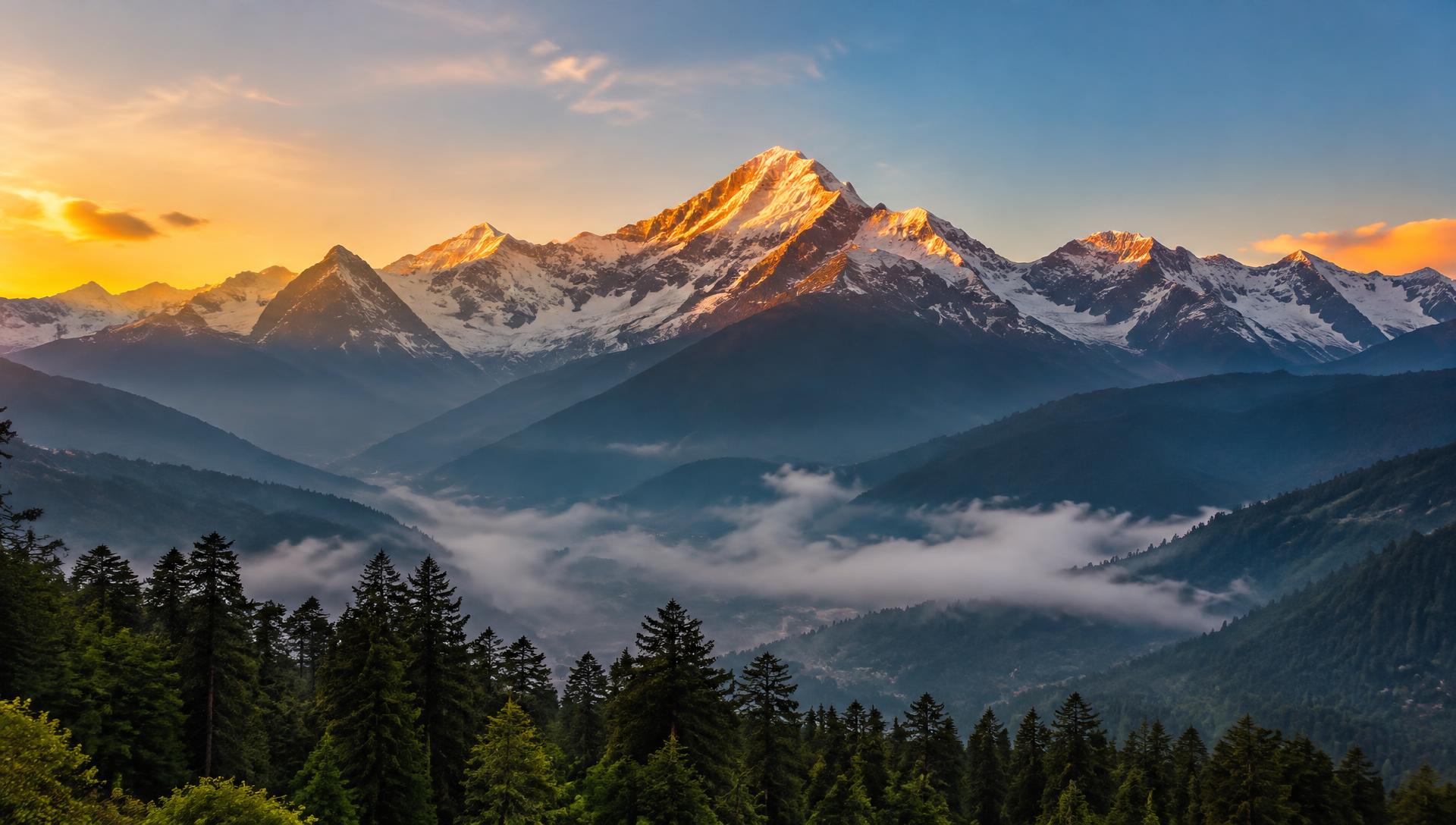 Himalayan peaks at sunrise